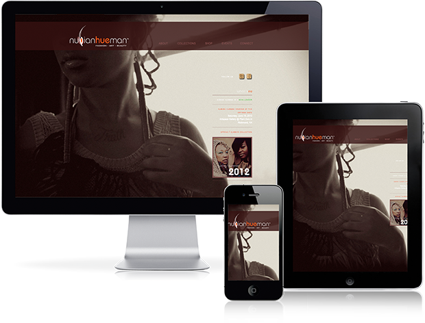 Preview of Nubian Hueman website on desktop, tablet and mobile