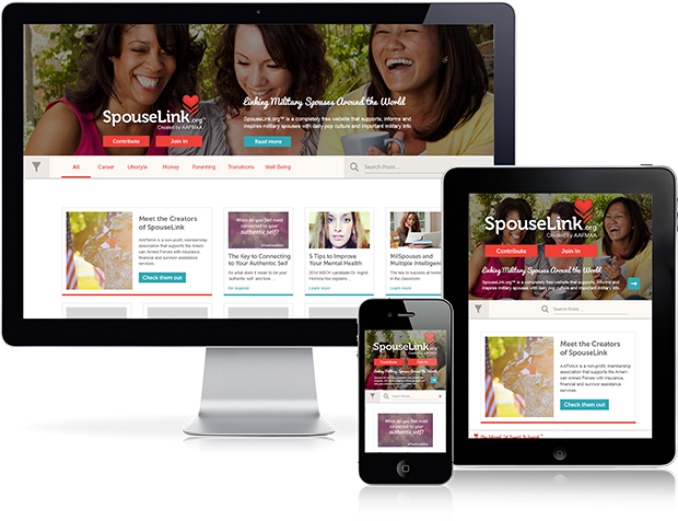 Preview of Spouselink website on desktop, tablet and mobile